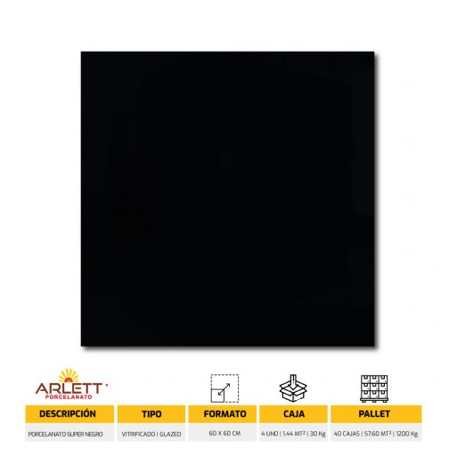 PORC PUL VIT 60X60 SUPER NEGRO 1.44 - ARLETT - Image 4