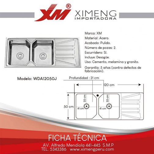 LAVADERO ACERO 120X50 - 2 POZA LUJO C/ESC - ARLETT - Image 2